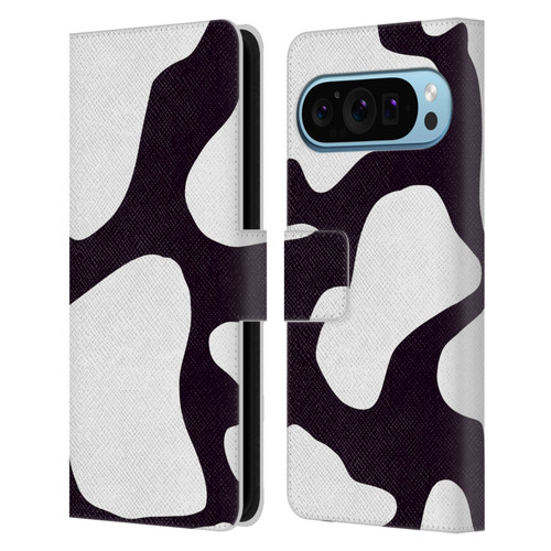 Grace Illustration Cow Prints Black And White Leather Book Wallet Case Cover For Google Pixel 9 / Pixel 9 Pro
