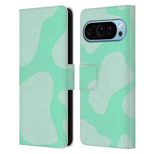 Grace Illustration Cow Prints Mint Green Leather Book Wallet Case Cover For Google Pixel 9 / Pixel 9 Pro