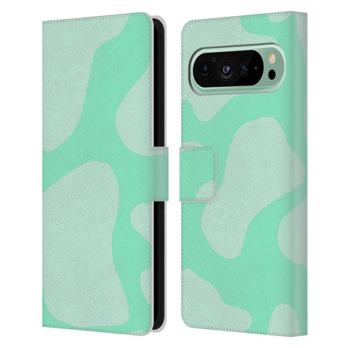Grace Illustration Cow Prints Mint Green Leather Book Wallet Case Cover For Google Pixel 9 Pro XL