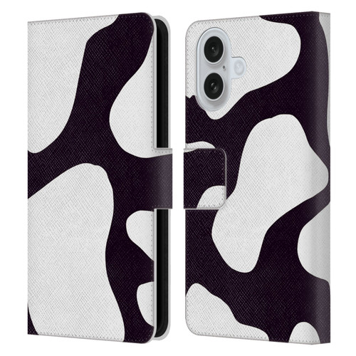 Grace Illustration Cow Prints Black And White Leather Book Wallet Case Cover For Apple iPhone 16