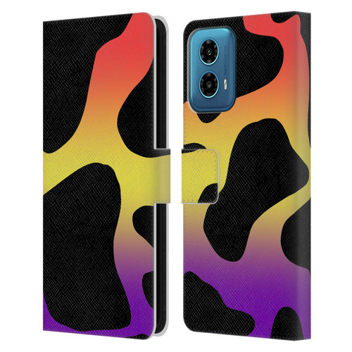 Grace Illustration Cow Prints Sunset Leather Book Wallet Case Cover For Motorola Moto G34 5G