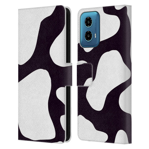 Grace Illustration Cow Prints Black And White Leather Book Wallet Case Cover For Motorola Moto G34 5G