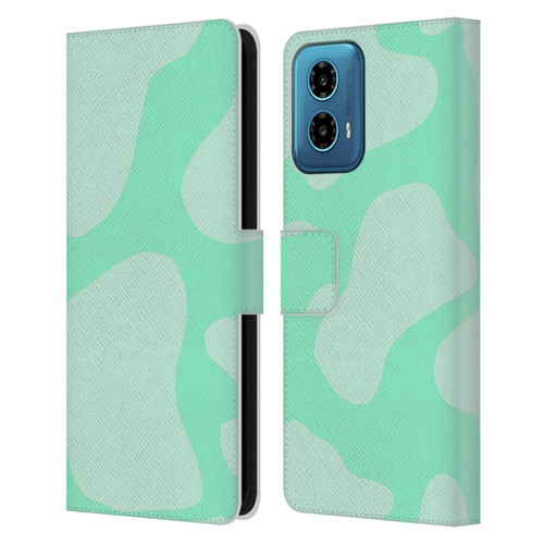 Grace Illustration Cow Prints Mint Green Leather Book Wallet Case Cover For Motorola Moto G34 5G