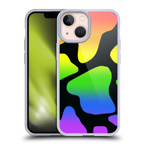 Grace Illustration Cow Prints Rainbow Soft Gel Case for Apple iPhone 13 Mini