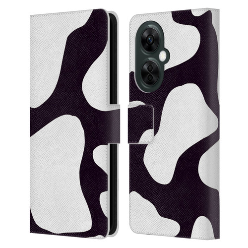Grace Illustration Cow Prints Black And White Leather Book Wallet Case Cover For OnePlus Nord CE 3 Lite 5G