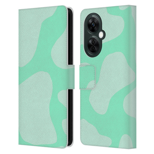 Grace Illustration Cow Prints Mint Green Leather Book Wallet Case Cover For OnePlus Nord CE 3 Lite 5G
