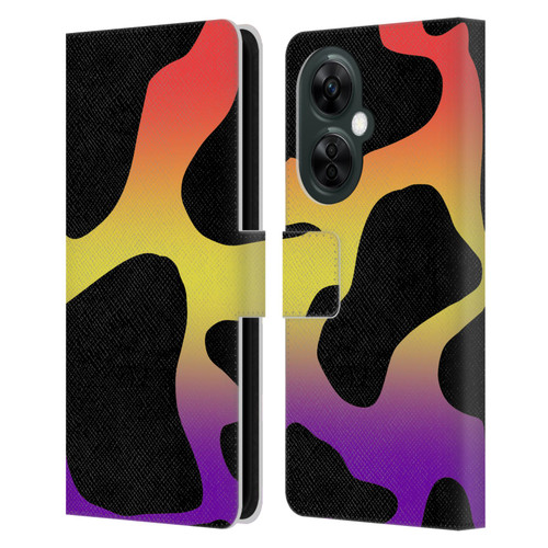 Grace Illustration Cow Prints Sunset Leather Book Wallet Case Cover For OnePlus Nord CE 3 Lite 5G