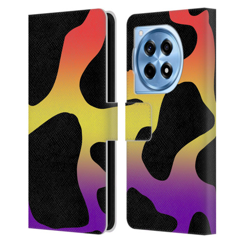 Grace Illustration Cow Prints Sunset Leather Book Wallet Case Cover For OnePlus 12R