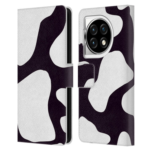 Grace Illustration Cow Prints Black And White Leather Book Wallet Case Cover For OPPO OnePlus Ace 3 5G