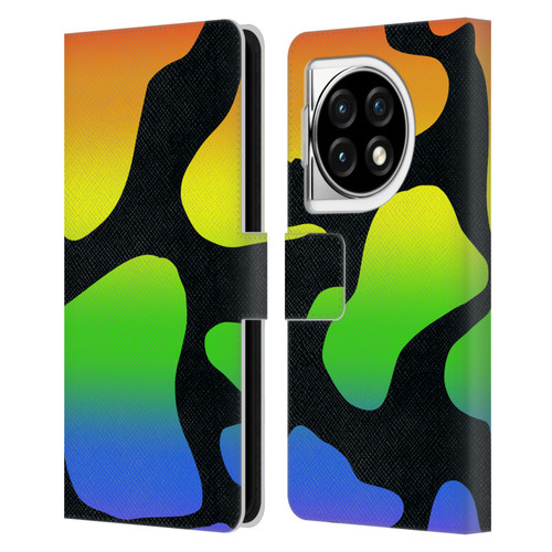 Grace Illustration Cow Prints Rainbow Leather Book Wallet Case Cover For OPPO OnePlus Ace 3 5G