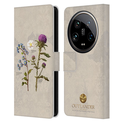 Outlander Graphics Flowers Leather Book Wallet Case Cover For Xiaomi 14 Ultra
