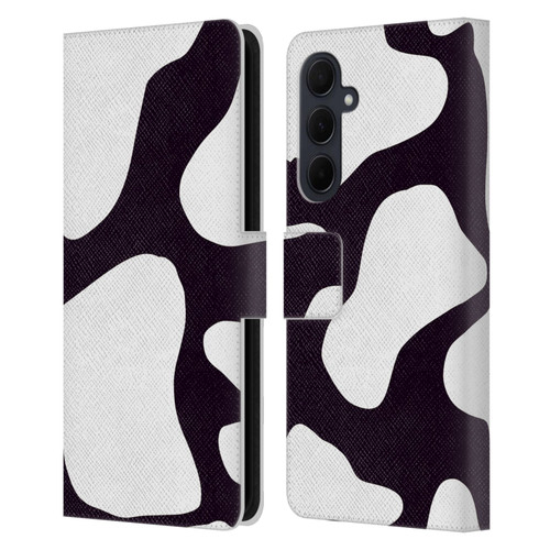 Grace Illustration Cow Prints Black And White Leather Book Wallet Case Cover For Samsung Galaxy A35 5G