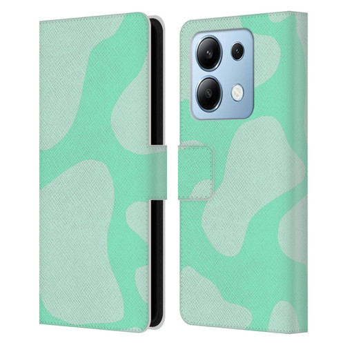 Grace Illustration Cow Prints Mint Green Leather Book Wallet Case Cover For Xiaomi Redmi Note 13/13 Pro 5G