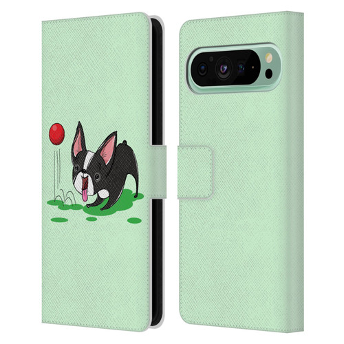 Grace Illustration Dogs Boston Terrier Leather Book Wallet Case Cover For Google Pixel 9 Pro XL