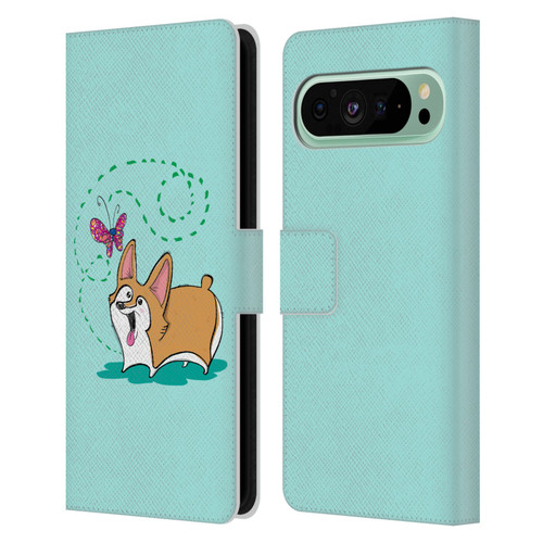 Grace Illustration Dogs Corgi Leather Book Wallet Case Cover For Google Pixel 9 Pro XL