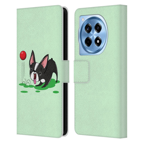 Grace Illustration Dogs Boston Terrier Leather Book Wallet Case Cover For OnePlus 12R