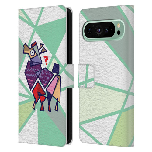 Grace Illustration Llama Cubist Leather Book Wallet Case Cover For Google Pixel 9 Pro XL