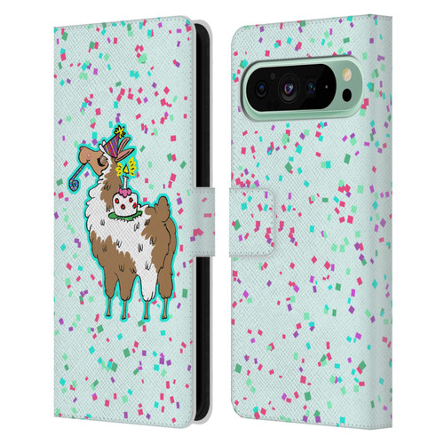 Grace Illustration Llama Birthday Leather Book Wallet Case Cover For Google Pixel 9 Pro XL