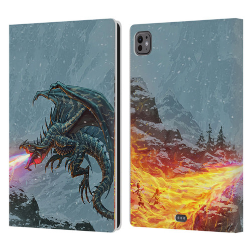 Christos Karapanos Mythical Art Power Of The Dragon Flame Leather Book Wallet Case Cover For Apple iPad Pro 11 M4 2024