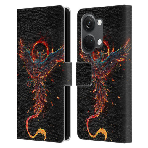 Christos Karapanos Mythical Art Black Phoenix Leather Book Wallet Case Cover For OnePlus Nord 3 5G