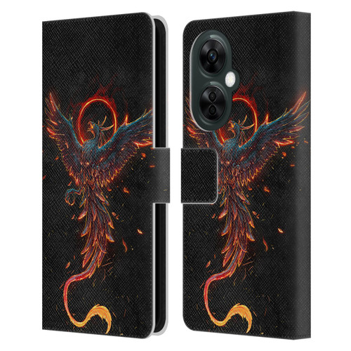 Christos Karapanos Mythical Art Black Phoenix Leather Book Wallet Case Cover For OnePlus Nord CE 3 Lite 5G