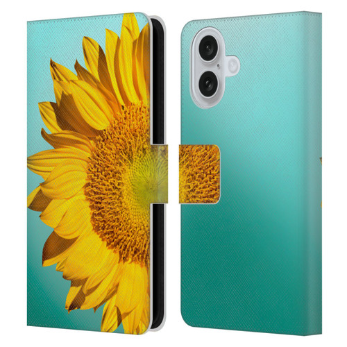 Mark Ashkenazi Florals Sunflowers Leather Book Wallet Case Cover For Apple iPhone 16