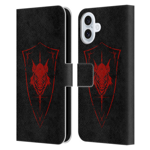 Christos Karapanos Shield Wild Boar Leather Book Wallet Case Cover For Apple iPhone 16 Plus