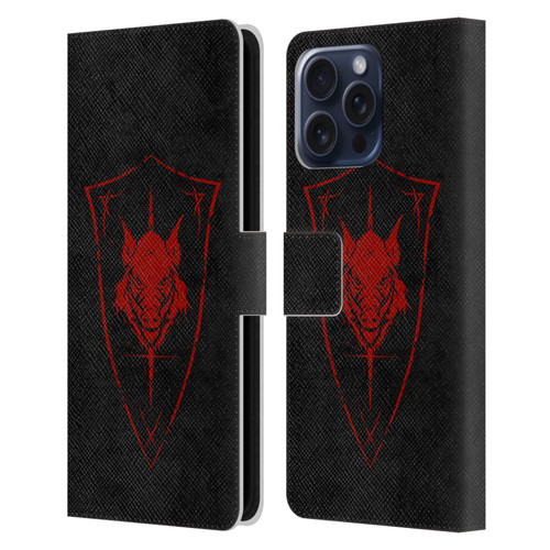 Christos Karapanos Shield Wild Boar Leather Book Wallet Case Cover For Apple iPhone 16 Pro Max