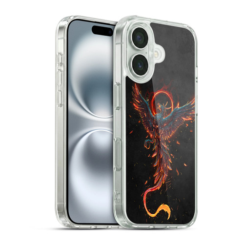 Christos Karapanos Mythical Art Black Phoenix Soft Gel Case for Apple iPhone 16 & MagSafe