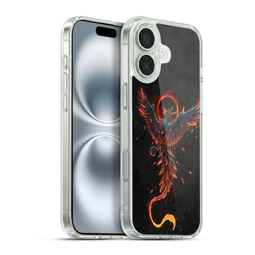 Christos Karapanos Mythical Art Black Phoenix Soft Gel Case for Apple iPhone 16 Plus & MagSafe