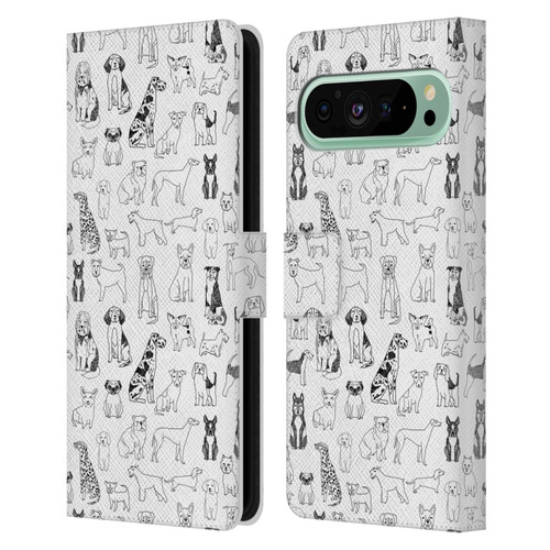 Andrea Lauren Design Animals Canine Line Leather Book Wallet Case Cover For Google Pixel 9 Pro XL