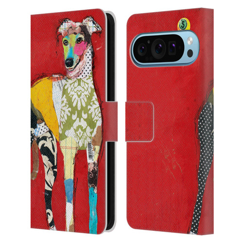 Michel Keck Dogs 2 Greyhound Leather Book Wallet Case Cover For Google Pixel 9 / Pixel 9 Pro