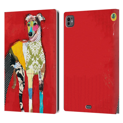 Michel Keck Dogs 2 Greyhound Leather Book Wallet Case Cover For Apple iPad Pro 11 M4 2024
