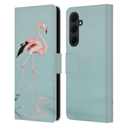 LebensArt Beings Flamingo Leather Book Wallet Case Cover For Samsung Galaxy A35 5G