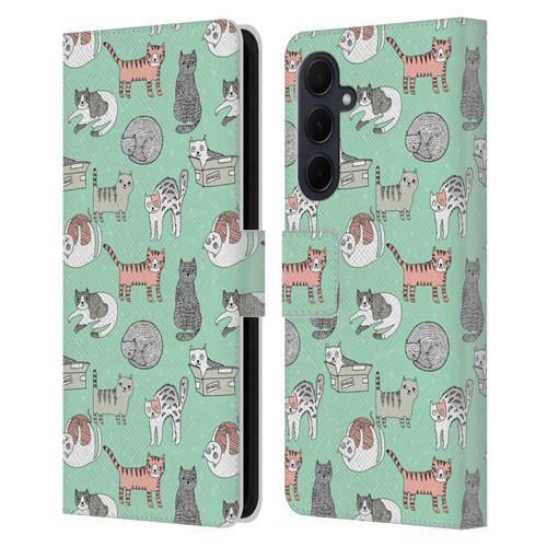 Andrea Lauren Design Animals Cats Leather Book Wallet Case Cover For Samsung Galaxy A35 5G