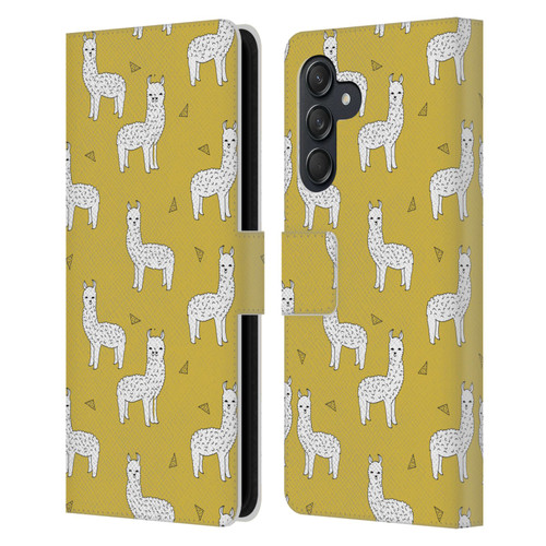 Andrea Lauren Design Animals Llama Leather Book Wallet Case Cover For Samsung Galaxy M55 5G