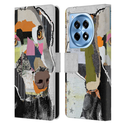 Michel Keck Dogs 2 Weimaraner Leather Book Wallet Case Cover For OnePlus 12R