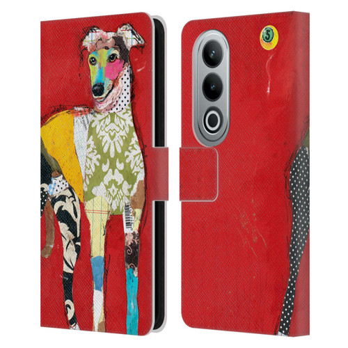 Michel Keck Dogs 2 Greyhound Leather Book Wallet Case Cover For OPPO OnePlus Ace 3V 5G
