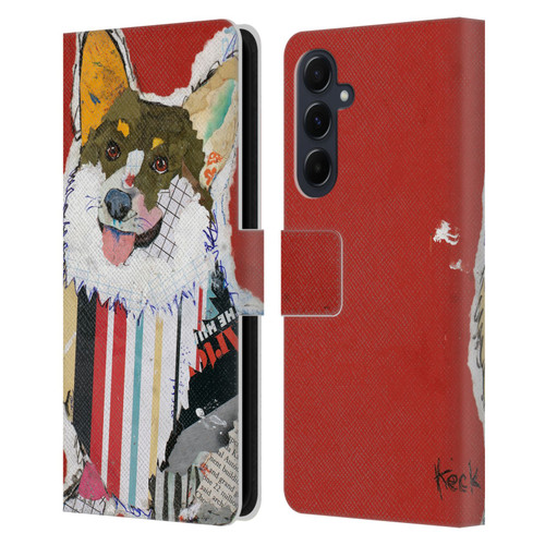 Michel Keck Dogs 2 Corgi Leather Book Wallet Case Cover For Samsung Galaxy A55 5G