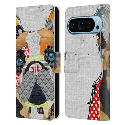 Michel Keck Dogs 3 French Bulldog Leather Book Wallet Case Cover For Google Pixel 9 / Pixel 9 Pro