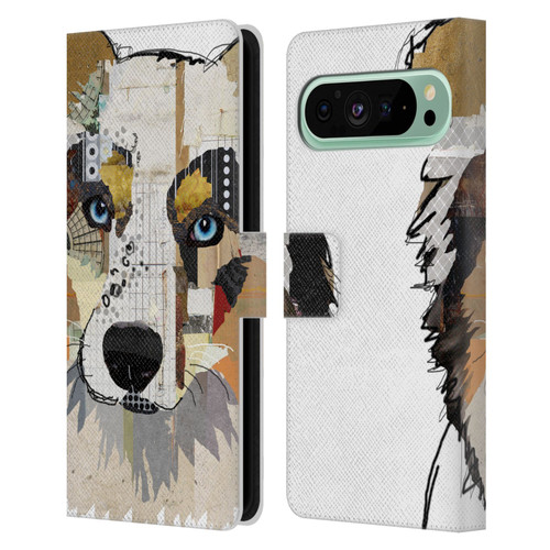 Michel Keck Dogs 3 Australian Shepherd Leather Book Wallet Case Cover For Google Pixel 9 Pro XL