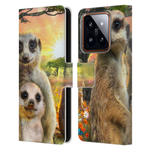 Aimee Stewart Animals Meerkats Leather Book Wallet Case Cover For Xiaomi 14