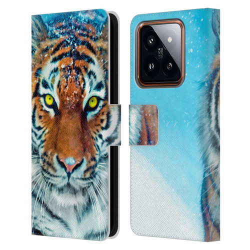 Aimee Stewart Animals Yellow Tiger Leather Book Wallet Case Cover For Xiaomi 14