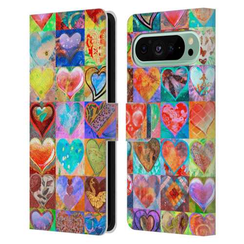 Aimee Stewart Colourful Sweets Hearts Grid Leather Book Wallet Case Cover For Google Pixel 9 Pro XL