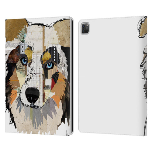 Michel Keck Dogs 3 Australian Shepherd Leather Book Wallet Case Cover For Apple iPad Pro 13 M4 2024