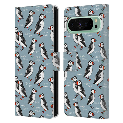 Andrea Lauren Design Birds Puffins Leather Book Wallet Case Cover For Google Pixel 9 Pro XL