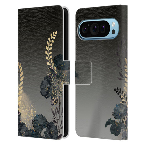 LebensArt Elegance in Black Watercolor Roses Leather Book Wallet Case Cover For Google Pixel 9 / Pixel 9 Pro