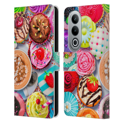 Aimee Stewart Colourful Sweets Cupcakes And Cocoa Leather Book Wallet Case Cover For OPPO OnePlus Ace 3V 5G