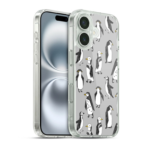 Andrea Lauren Design Birds Gray Penguins Soft Gel Case for Apple iPhone 16 & MagSafe