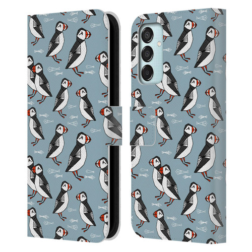 Andrea Lauren Design Birds Puffins Leather Book Wallet Case Cover For Samsung Galaxy M15/F15 5G